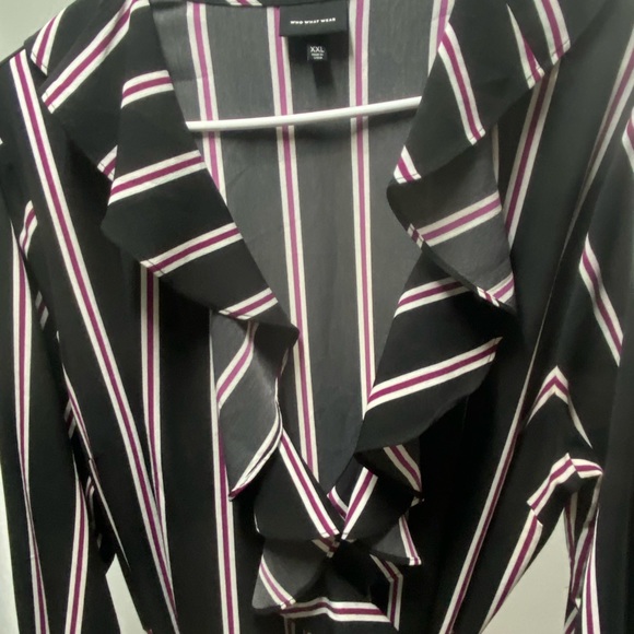 Who What Wear Ruffle Wrap Dress Black/White/Maroon size XXL Dressy - Picture 2 of 8